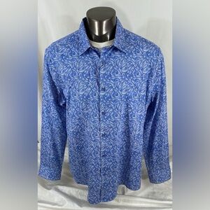 Robert Graham Men's Blue Water Waves Button Down Shirt 3XL